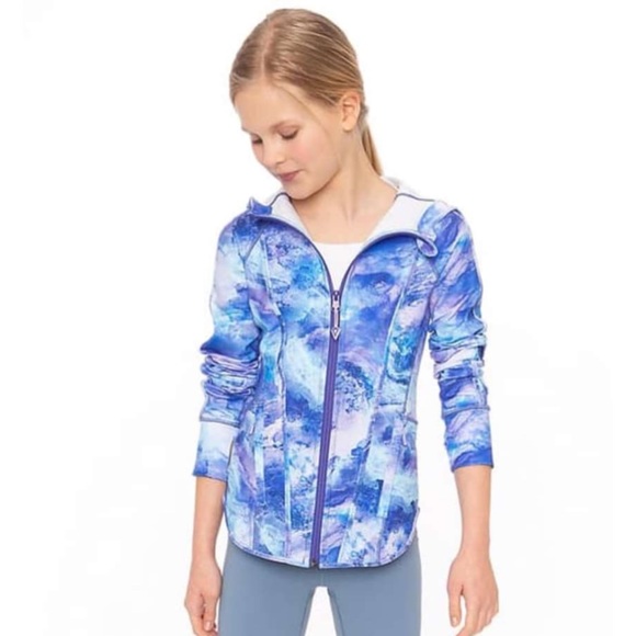 Ivivva by Lululemon Blue White & Purple Marble Hooded Define Jacket Girls Sz 12